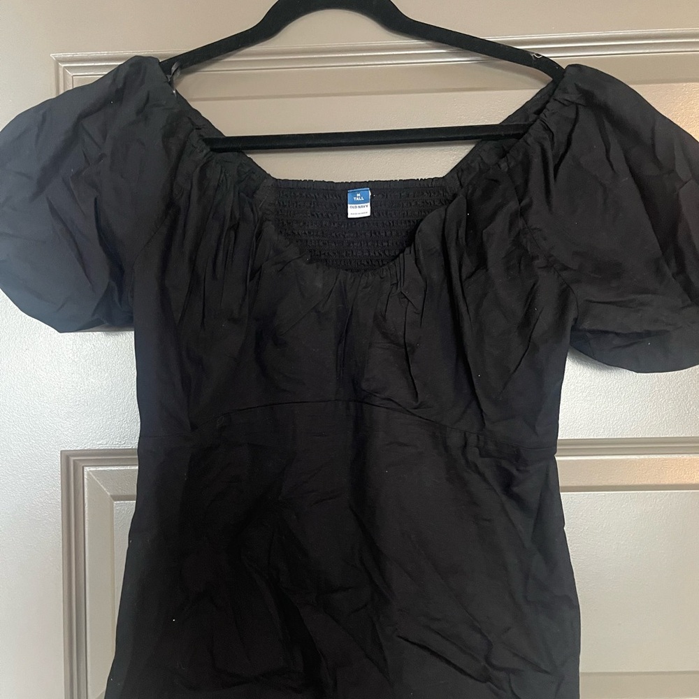 Black Puff Sleeve Women's Blouse